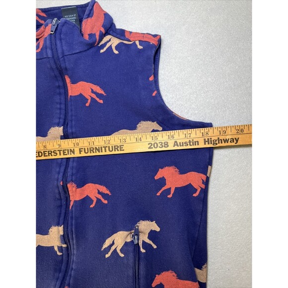 Wrangler Blues Western Vest Women Small Equestrian Horse Blue Orange Fleece - Picture 7 of 8